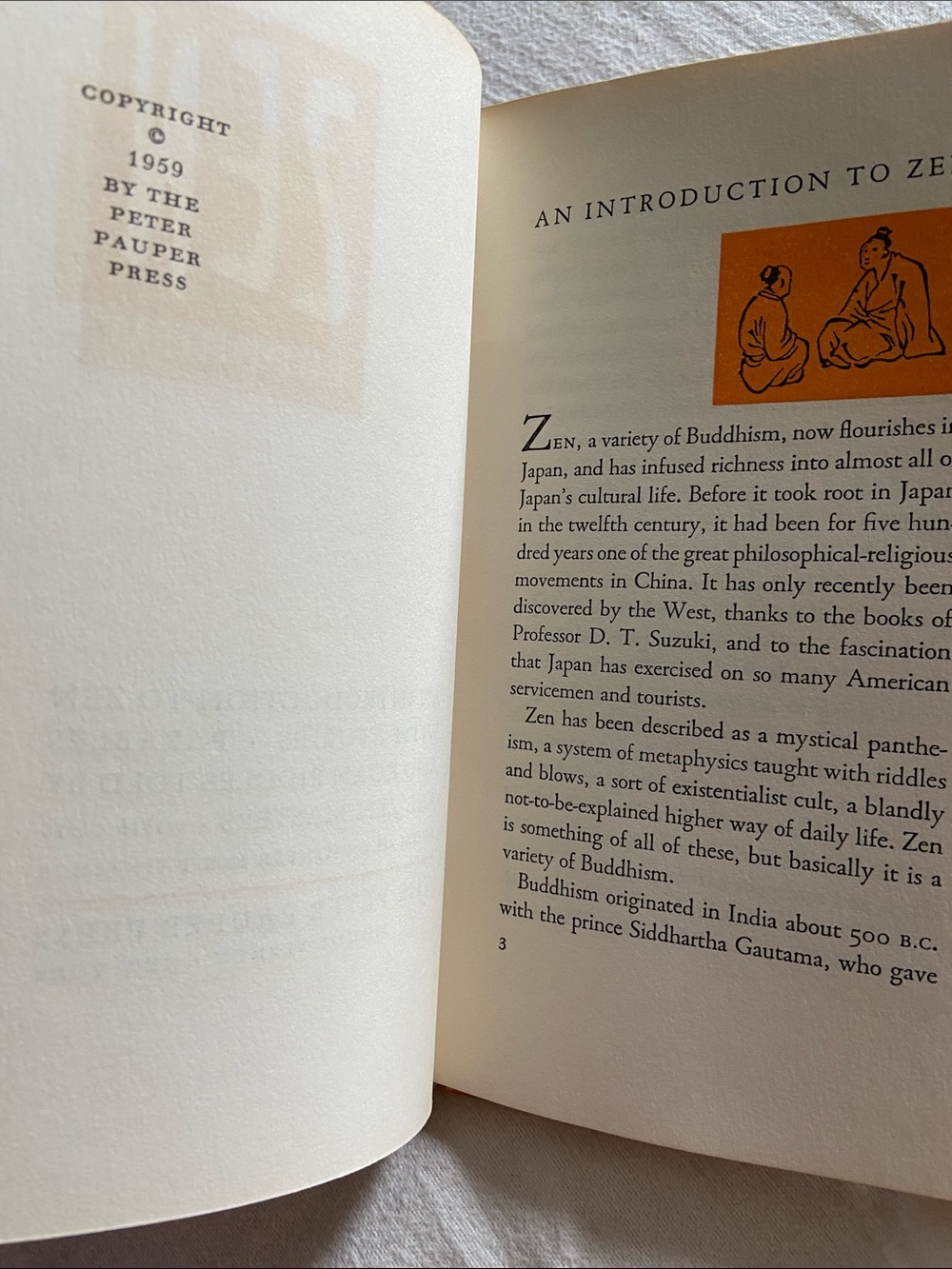 Vintage 1st edition 50s 1950s Zen Buddhism Orange Floral Buddhist stories book - Picture 2 of 11